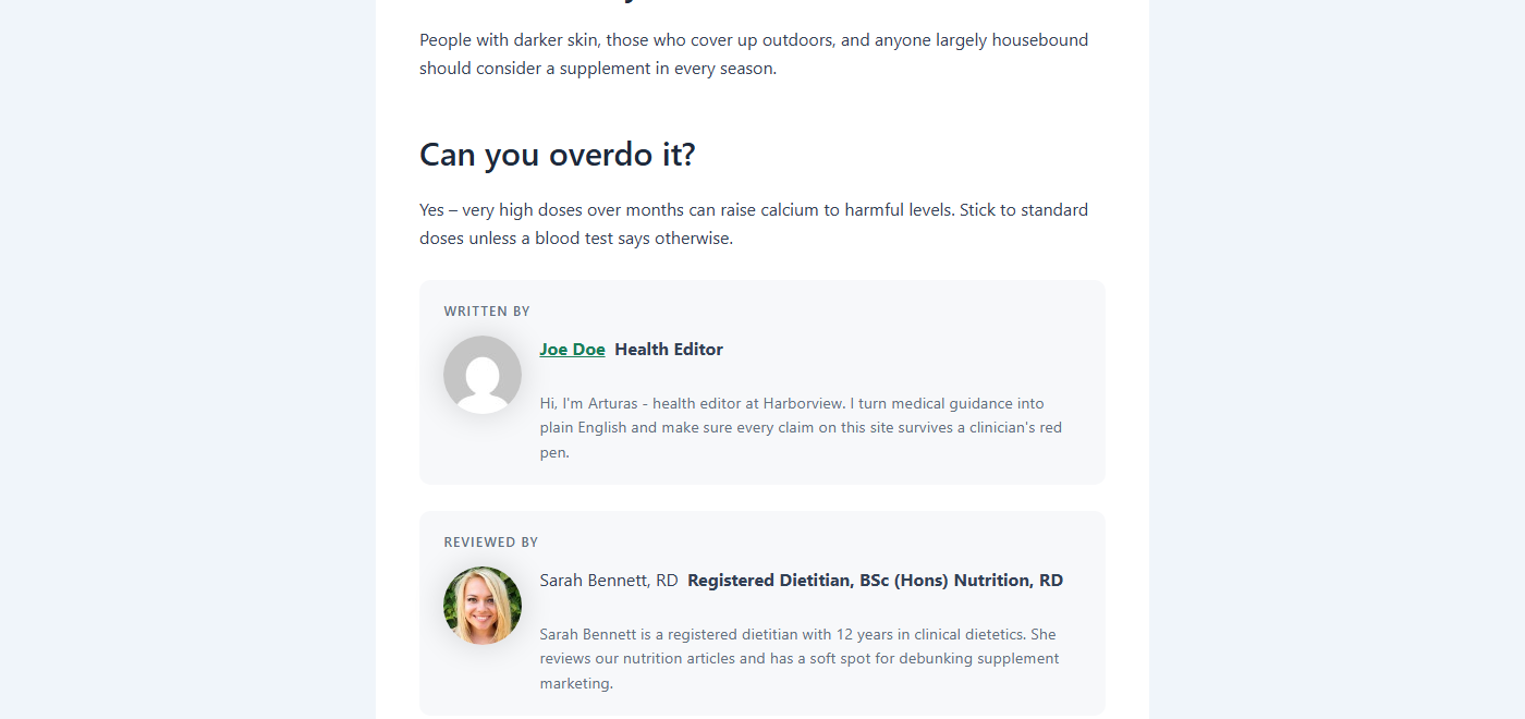 Author and reviewer bio cards